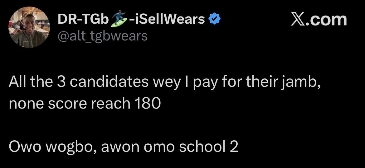 All Three Candidates I Sponsored for JAMB Scored Below 180” — Nigerian Clothier Laments Poor Results