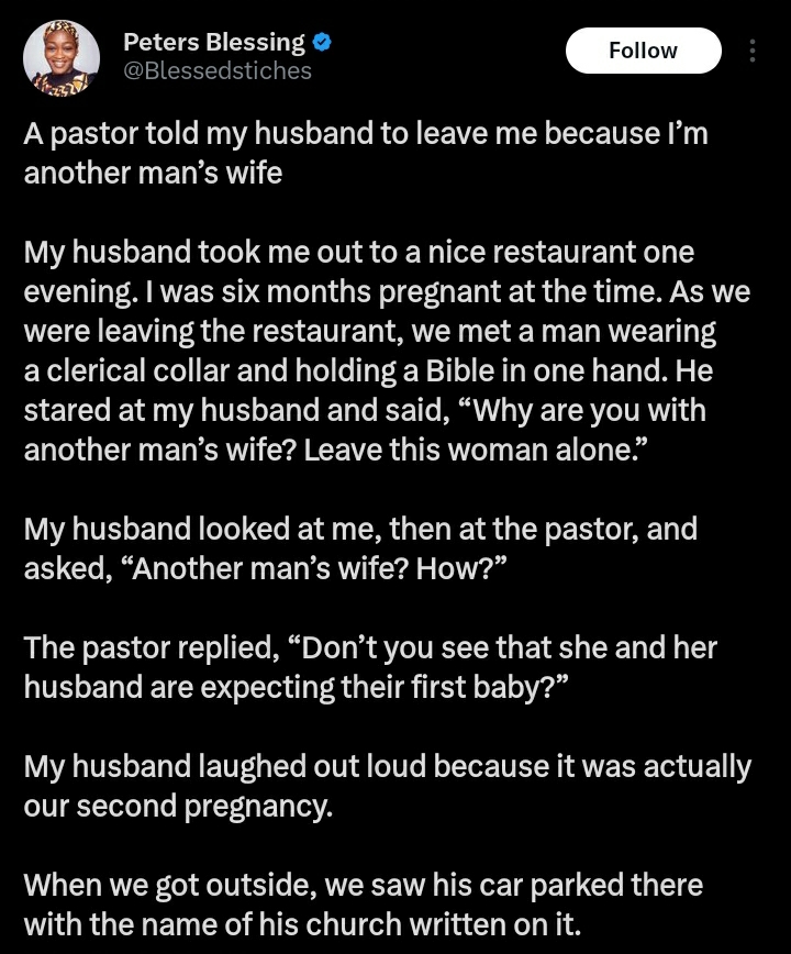 “Pastor urged my husband to divorce me, claiming I’m another man’s wife” – woman narrates.