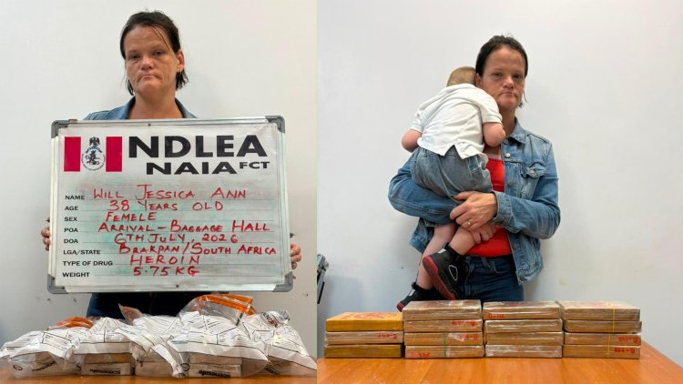 NDLEA Nabs South African Woman Using 3-Year-Old Son to Conceal Alleged Heroin Trafficking