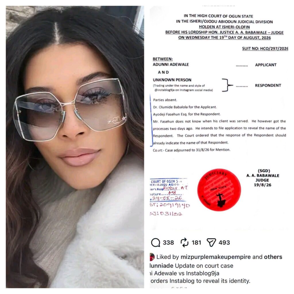Court Orders Instablog9ja to Reveal Account Operator Following Adunni Ade’s Lawsuit