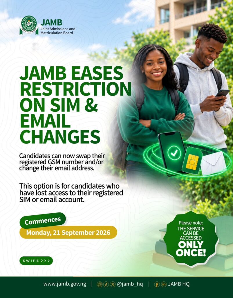 JAMB Introduces One-Time Update of Phone Numbers, Email Addresses