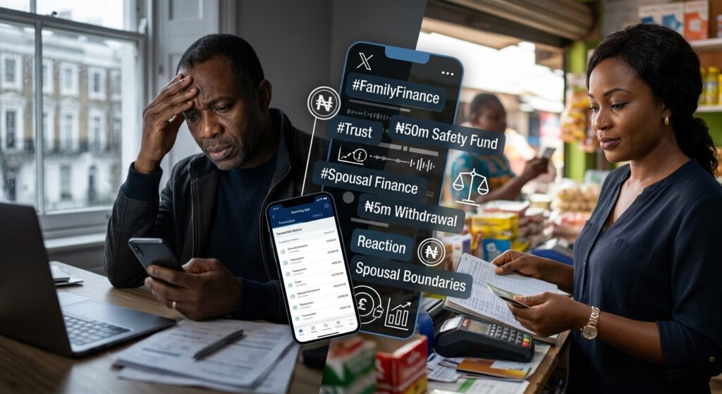 Reactions Trail UK-Based Nigerian Man’s Claim That Wife Withdrew ₦5m From ₦50m Family Safety Fund