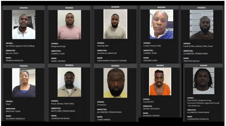 U.S. Releases Names, Photos of 24 Nigerians Arrested by ICE Over Fraud, Drug Offences, Money Laundering